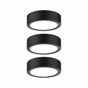Möbel LED Schrankleuchte Pukk Schwarz rund Warmweiß 3er-Set inkl. Trafo 230V