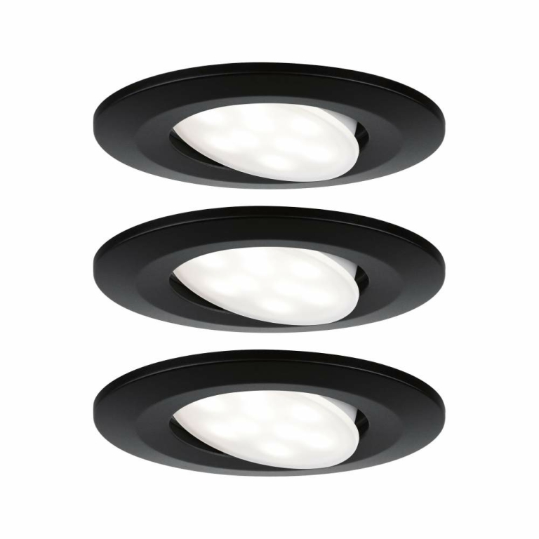 Paulmann Einbauleuchte LED Calla IP65 rund 4.000K 3x6,5W Schwarz matt schwenkbar