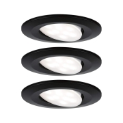 Einbauleuchte LED Calla IP65 rund 4.000K 3x6,5W Schwarz matt schwenkbar