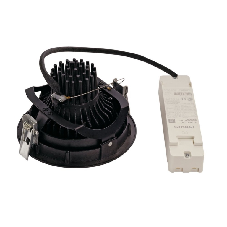 SLV SUPROS Indoor LED Deckeneinbauleuchte schwarz rund 3000K 60° CRI90 2600lm