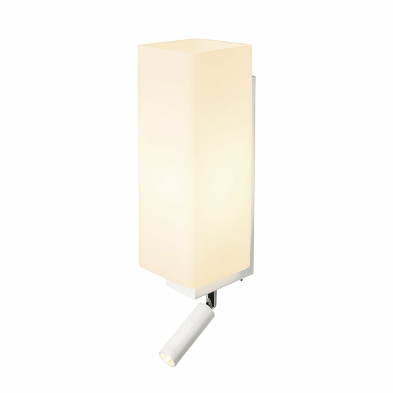 SLV QUADRASS SPOT Indoor Wandaufbauleuchte mit LED Spot und E27 Fassung, weiß