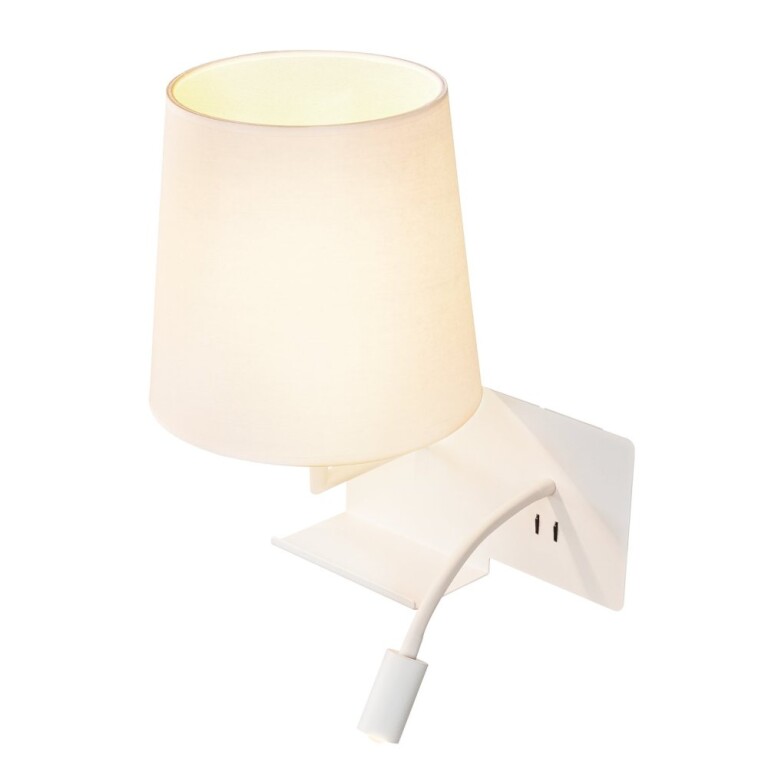 SLV SOMNILA FLEX Indoor LED Wandaufbauleuchte 3000K weiß Version links inkl. USB Anschluss