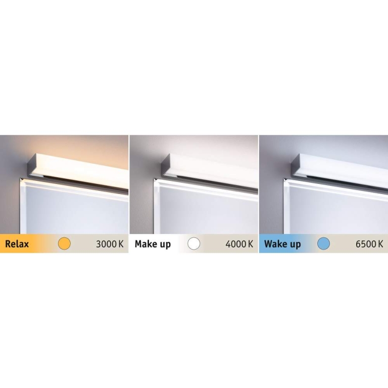 Paulmann HomeSpa LED Spiegelleuchte Tova IP44 Tunable White 90x5.8cm 800lm 230V max. 8,7W dimmbar Chrom/Weiß