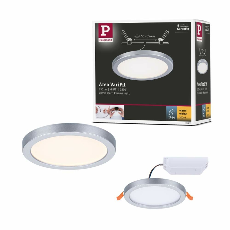 IP44 matt 65W 93033 rund Paulmann LED | Chrom Einbaupanel 3.000K Lampen1a VariFit 118 Areo