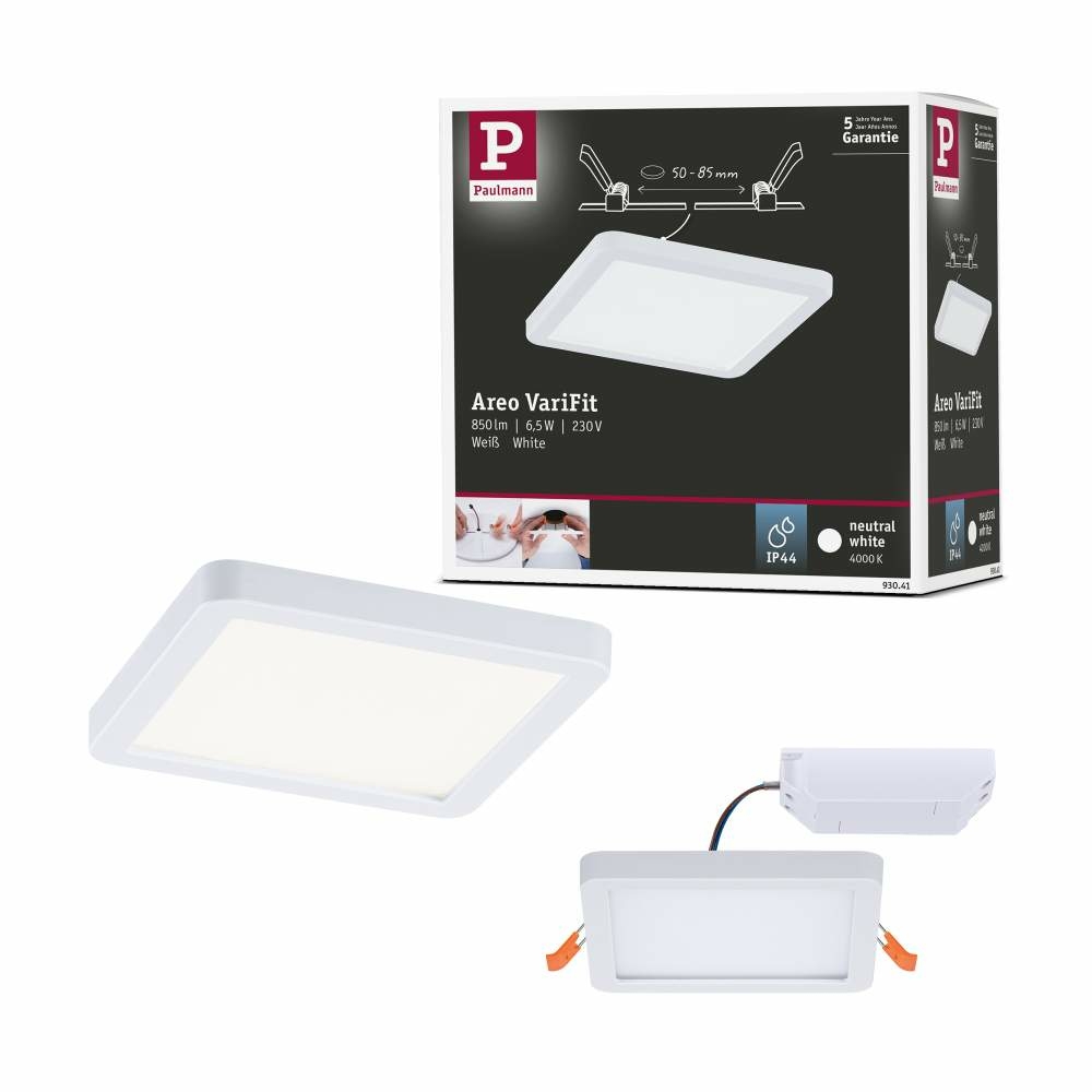 Paulmann 93041 LED Einbaupanel Areo VariFit IP44 eckig 118x118mm 65W 4.000K  | Lampen1a