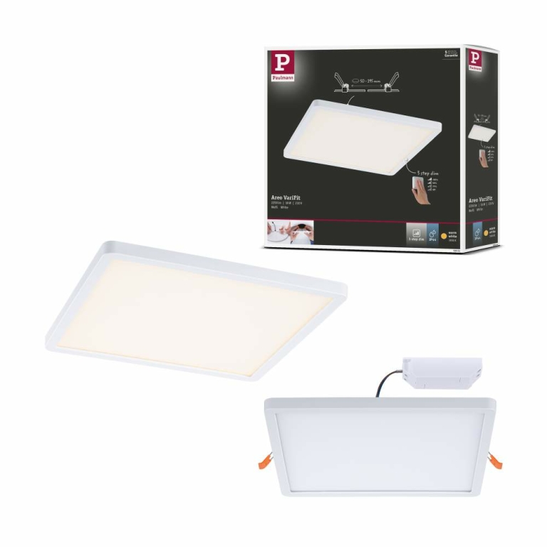 Paulmann LED Einbaupanel Areo VariFit IP44 3-Stufen-dimmbar  230x230mm 16W 3.000K Weiß