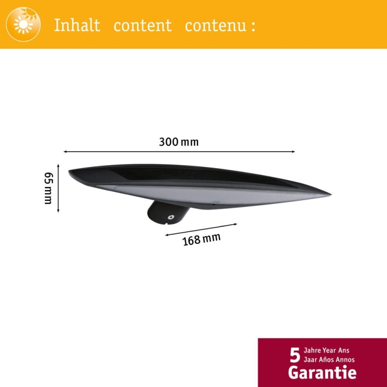 Paulmann Outdoor Solar Wandleuchte Kiran Anthrazit IP44 180lm Warmweiß mit Bewegungsmelder