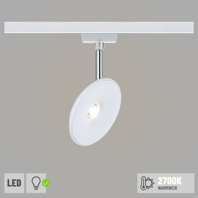 Paulmann URail LED Schienenspot Sphere 7W 493lm 2700K dimmbar weiß chrom (LED fest verbaut)