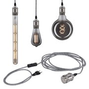 Pendelleuchte Neordic Eldar inkl. Eurostecker E27 max. 1x20W Grau/Nickel