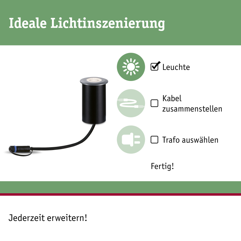 Paulmann Plug & Shine LED Bodeneinbauleuchte IP67 3000K 11W Ø 82mm Einzelspot