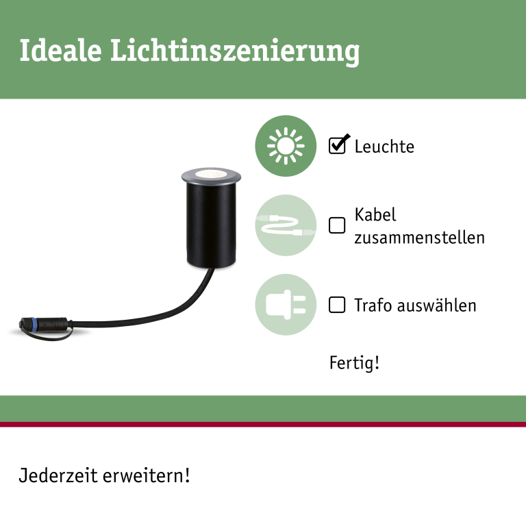 Paulmann Plug & Shine LED Bodeneinbauleuchte IP67 3000K 6W Ø 76mm Einzelspot