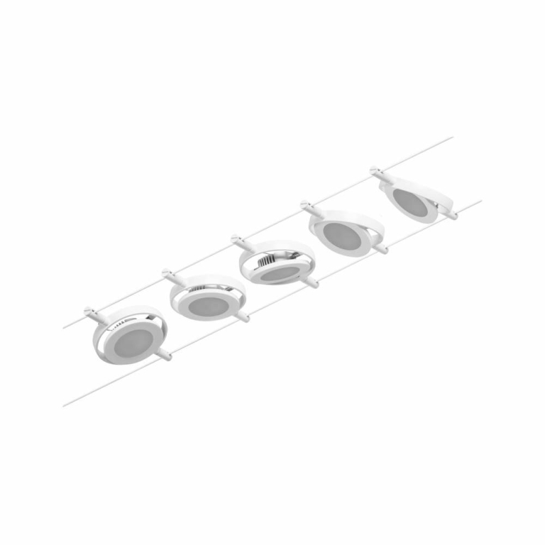 Paulmann LED Seilsystem RoundMac Basisset 5x280lm 5x4,5W 3000K 230/12V Weiß/Chrom