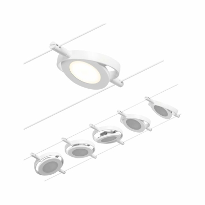 Paulmann LED Seilsystem RoundMac Basisset 5x280lm 5x4,5W 3000K 230/12V Weiß/Chrom