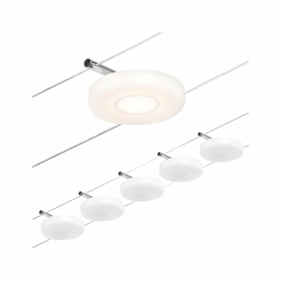 Paulmann LED Seilsystem DiscLED Basisset 5x300lm 5x4,5W 3000K 230/12V Chrom matt/Chrom