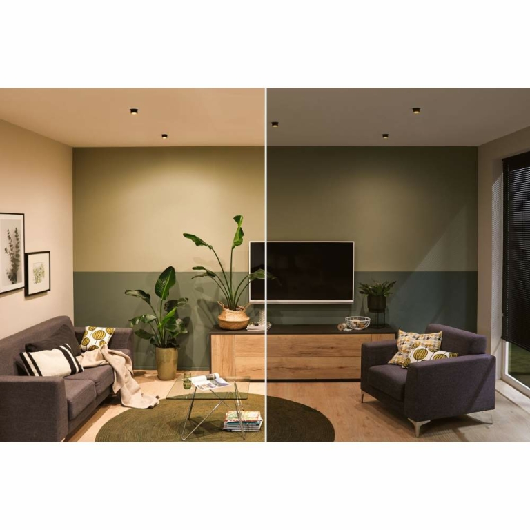 Paulmann Einbauleuchte LED Gil 6W Schwarz matt#Gold IP44 2.700K 3-Stufen-dimmbar