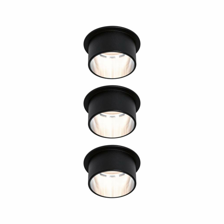 Paulmann Einbauleuchte LED Gil 6W Schwarz matt#Eisen gebürstet IP44 2.700K 3-Stufen-dimmbar