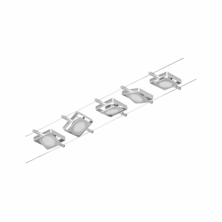 Paulmann LED Seilsystem MacLED Basisset 5x250lm 5x4,5W 3000K 230/12V Chrom matt/Chrom