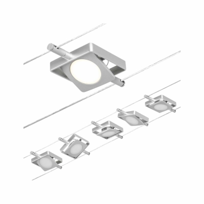 Paulmann LED Seilsystem MacLED Basisset 5x250lm 5x4,5W 3000K 230/12V Chrom matt/Chrom