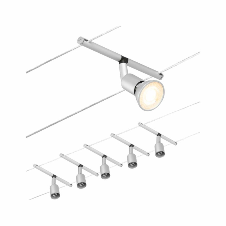 Paulmann 94442 Seilsystem Salt Basisset GU53 max. 5x10W 230/12V Chrom matt  | Lampen1a | Deckenlampen