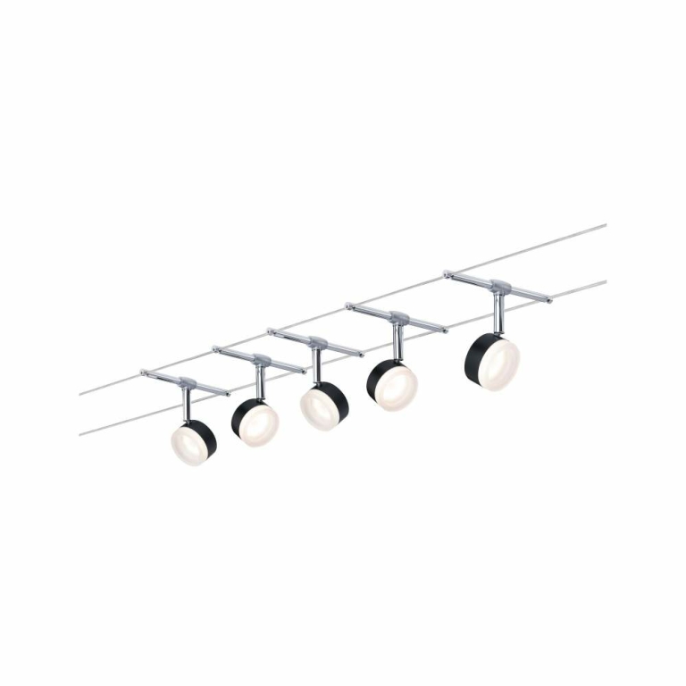 Paulmann LED Seilsystem ClearLED Basisset 5x150lm 5x4W 2700K 230/12V Schwarz/Chrom