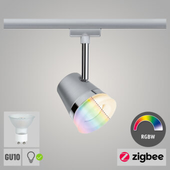 Paulmann URail ZigBee Spot Cone GU10 max. 20W chrom matt (inkl. Leuchtmittel 1x 5.5W RGBW dimmbar)