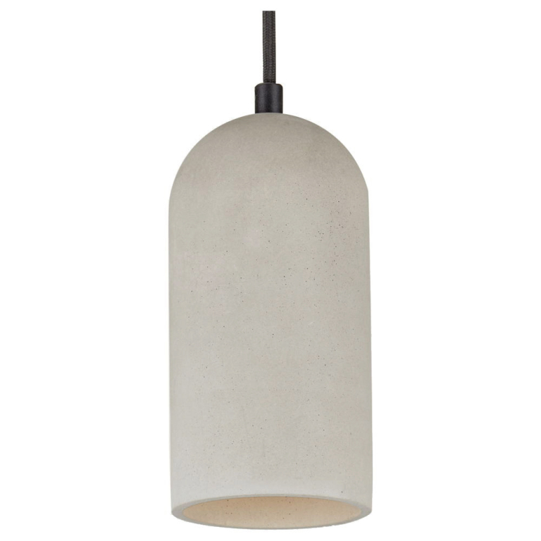 famlights | Betonpendelleuchte Daniela mit schwarzem Kabel in Grau E27 max. 25W