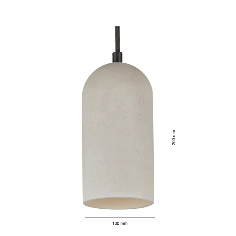 famlights | Betonpendelleuchte Daniela mit schwarzem Kabel in Grau E27 max. 25W