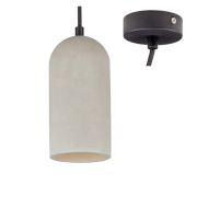 famlights | Betonpendelleuchte Daniela mit schwarzem Kabel in Grau E27 max. 25W