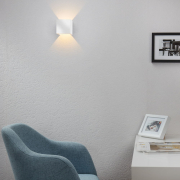 famlights | LED Wandleuchte Cube Aluminium in Silber