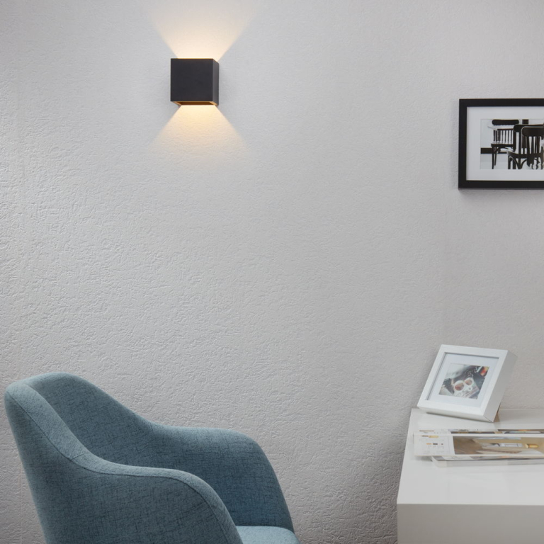 famlights famlights | LED Wandleuchte Cube Aluminium in Anthrazit