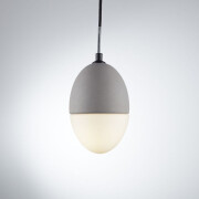 famlights | Pendelleuchte Dinko aus Beton und Glas in Grau und Weiß, E27, max. 25W