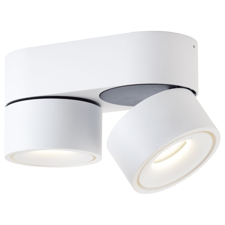 famlights famlights | LED Aufbauspot Ben aus Metall in Weiß 2-fammig