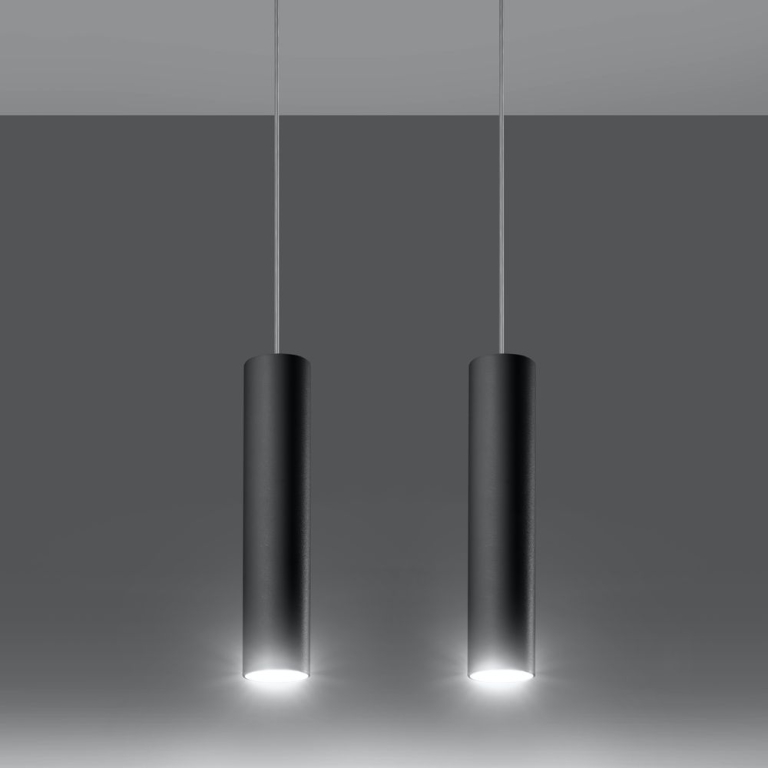 famlights famlights | Pendelleuchte Brian aus Stahl in Schwarz GU10 max. 2 x 40W