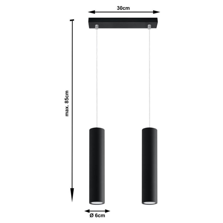 famlights famlights | Pendelleuchte Brian aus Stahl in Schwarz GU10 max. 2 x 40W