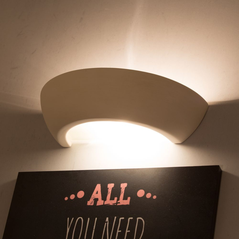 famlights famlights | Wandleuchte David aus Keramik in Weiß E27 1 x 60 W