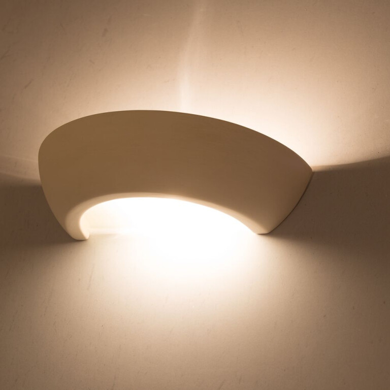 famlights famlights | Wandleuchte David aus Keramik in Weiß E27 1 x 60 W