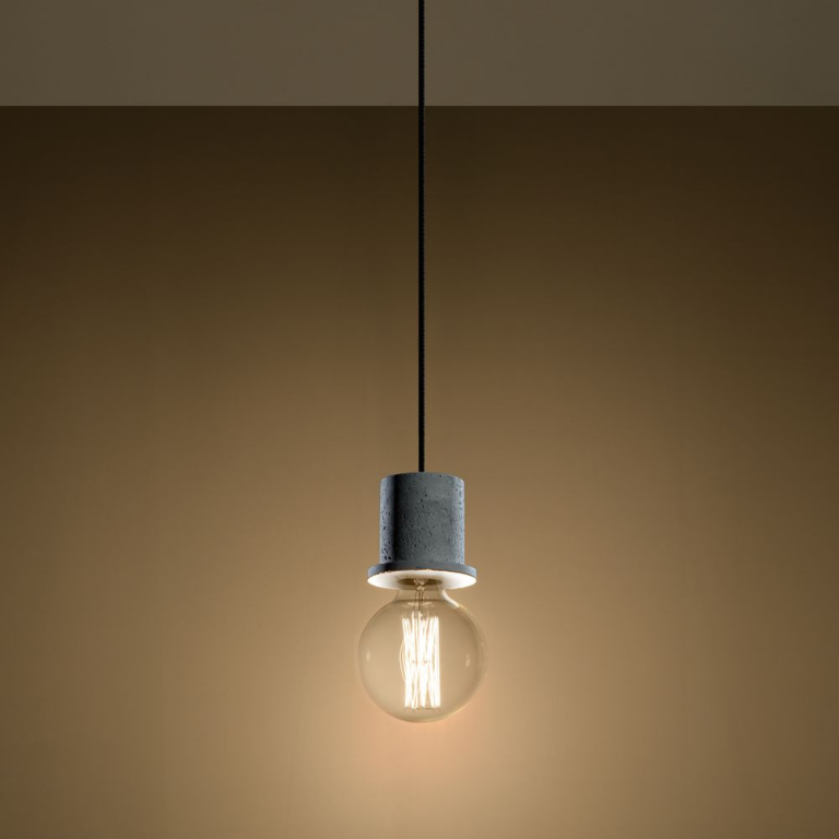 famlights famlights | Pendelleuchte Greta aus Beton in Grau E27 1 x 60 W