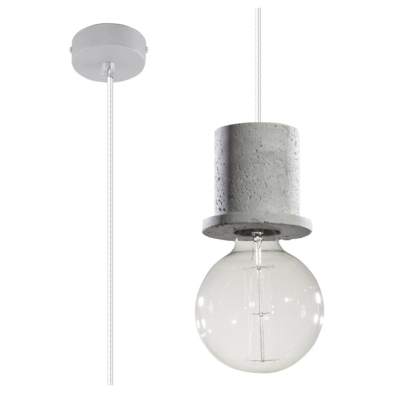 famlights famlights | Pendelleuchte Greta aus Beton in Grau E27 1 x 60 W
