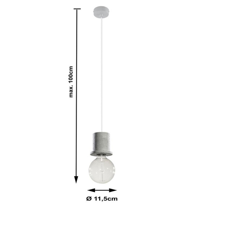 famlights famlights | Pendelleuchte Greta aus Beton in Grau E27 1 x 60 W