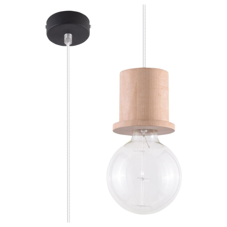 famlights famlights | Pendelleuchte Hanna aus Holz in Natur-hell E27 1 x 60 W