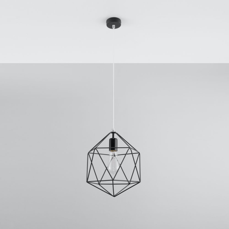 famlights | Pendelleuchte Helena aus Stahl in Schwarz E27 1 x 60 W