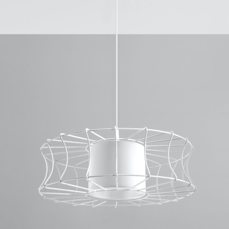 famlights famlights | Pendelleuchte Henrike aus Stahl in Weiß E27 1 x 60 W