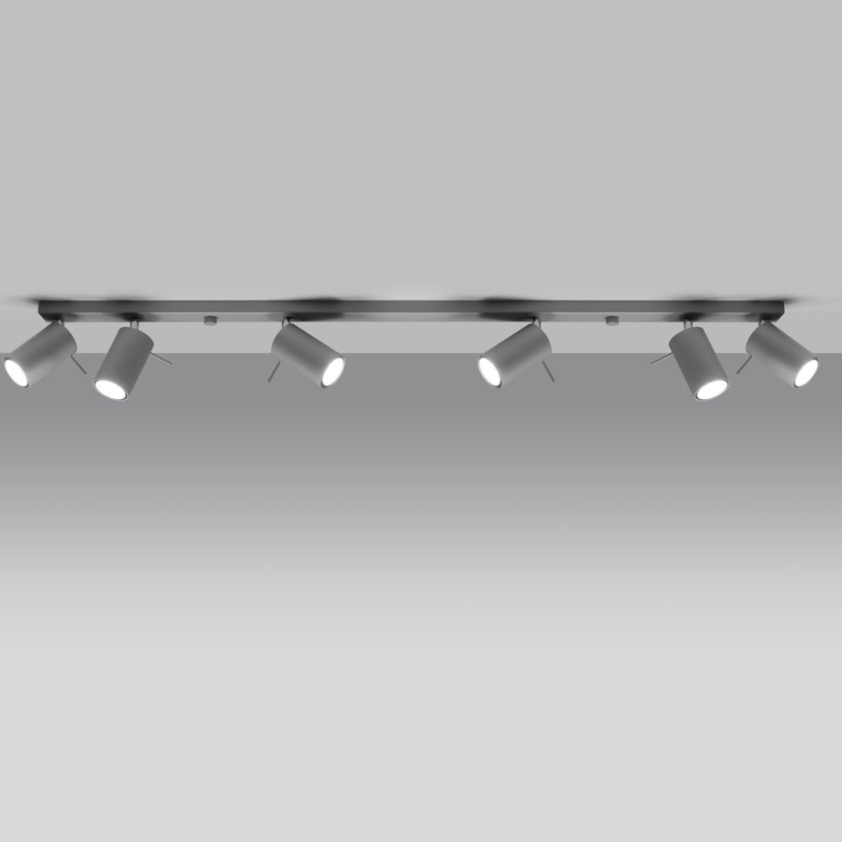 famlights famlights | Deckenspot Angelina aus Stahl in Grau GU10 max 6 x 40 W 1170 mm