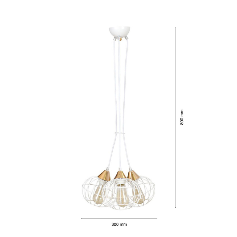 famlights famlights | Pendelleuchte Mirko aus Metall in Weiß 3xE27 max.60W