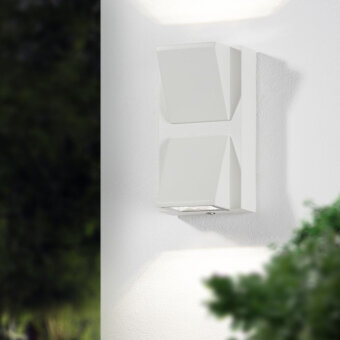 famlights | LED Außenwandleuchte Sabine aus Aluminium in Weiß-Matt