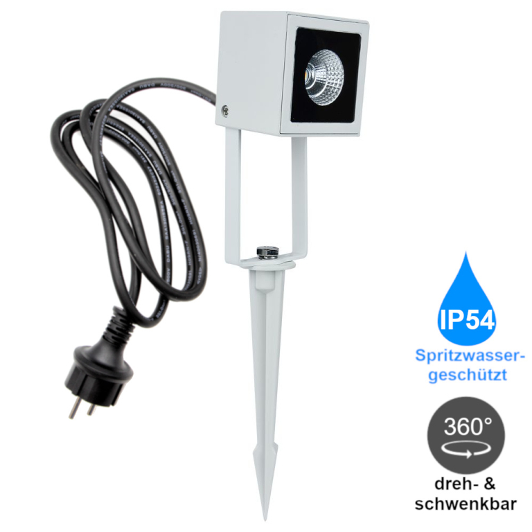 famlights famlights | LED Erdspießleuchte Vincent aus Aluminium in Weiß-matt 470 Lumen