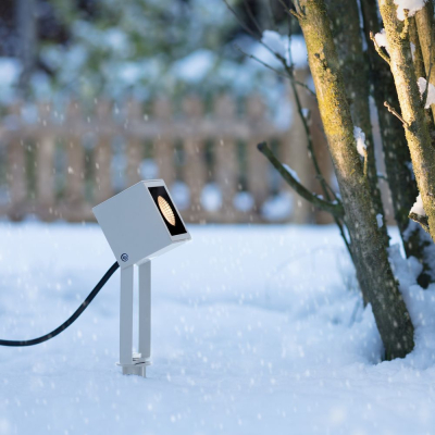 famlights | LED Erdspießleuchte Vincent aus Aluminium in Weiß-matt 470 Lumen