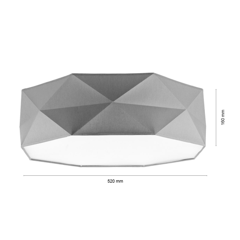 famlights famlights | Deckenleuchte Samuel aus Stoff in Grau 4xE27 rund