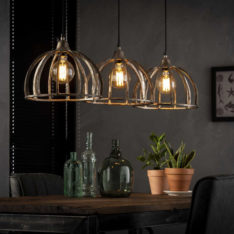 famlights famlights | Pendelleuchte Mila in Nickel E27 3-flammig