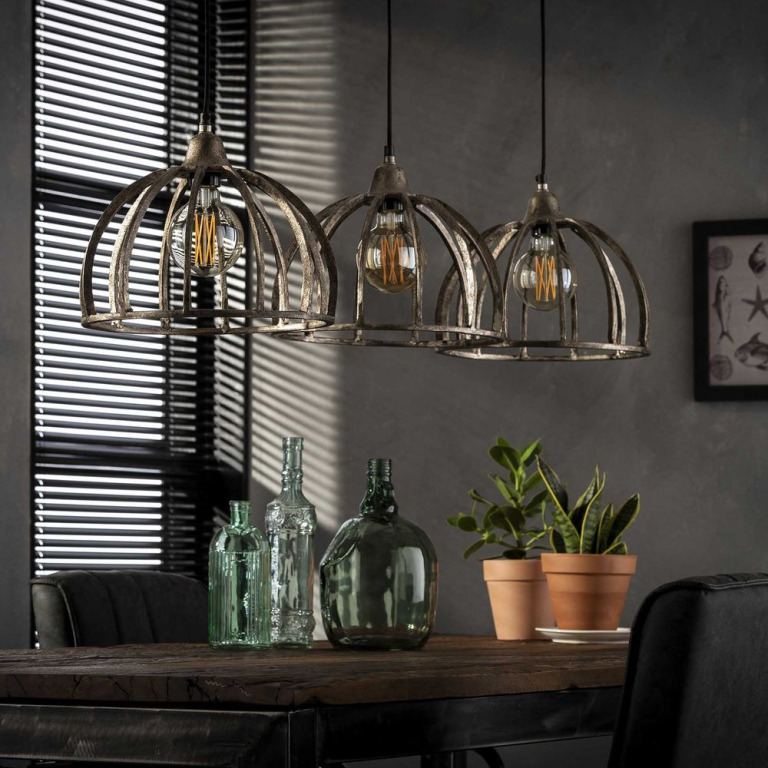 famlights famlights | Pendelleuchte Mila in Nickel E27 3-flammig